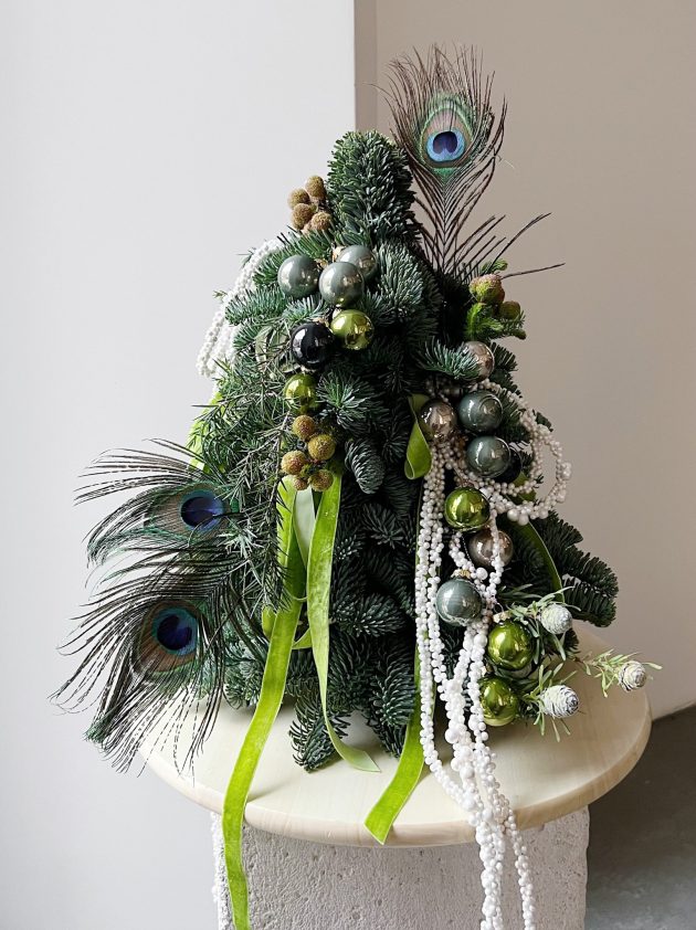 Peacock Christmas Tree Arrangement