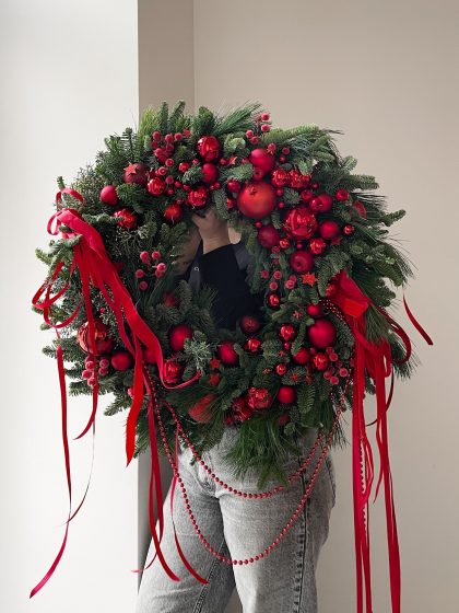 Christmas wreath: RED 60 cm